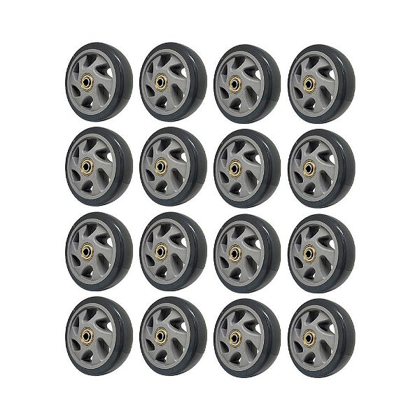 KIT 16 UN RODA PVC CINZA 5 POL 110KG P/ RODÍZIO