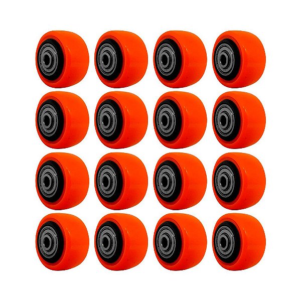KIT 16 UN RODA PVC LARANJA 1.5/8 POL 40KG P/ RODÍZIO