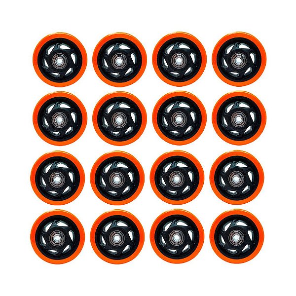 KIT 16 UN RODA PVC LARANJA 4 POL 100KG P/ RODÍZIO