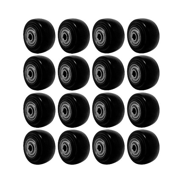 KIT 16 UN RODA PVC PRETO 1.5/8 POL 40KG P/ RODÍZIO
