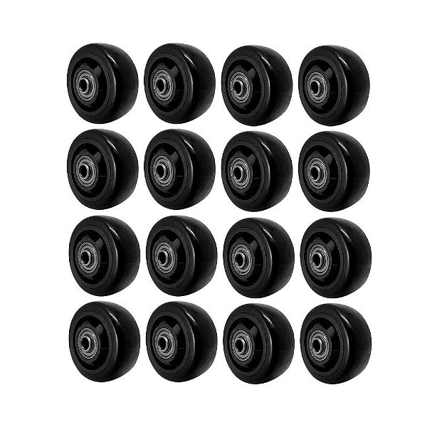 KIT 16 UN RODA PVC PRETO 3 POL 80KG P/ RODÍZIO