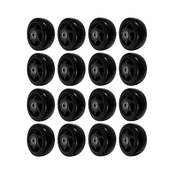 KIT 16 UN RODA PVC PRETO 4 POL 100KG P/ RODÍZIO