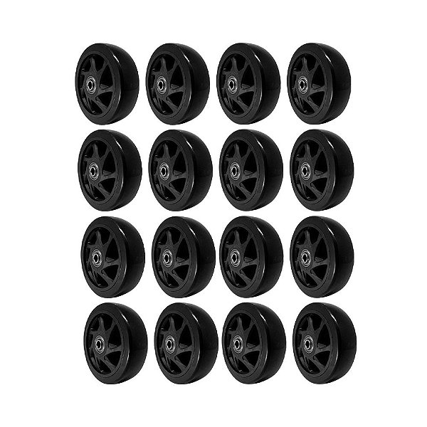 KIT 16 UN RODA PVC PRETO 5 POL 110KG P/ RODÍZIO