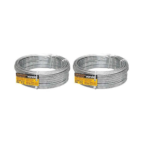 KIT 2 UN ARAME GALVANIZADO COMERCIAL VONDER 18 BWG ROLO 1KG