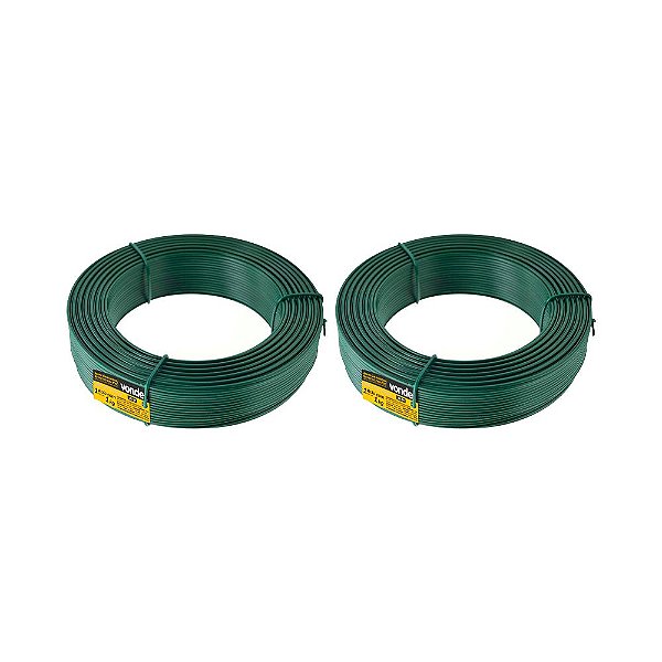 KIT 2 UN ARAME GALVANIZADO REVEST PVC VERDE VONDER BWG16 1KG
