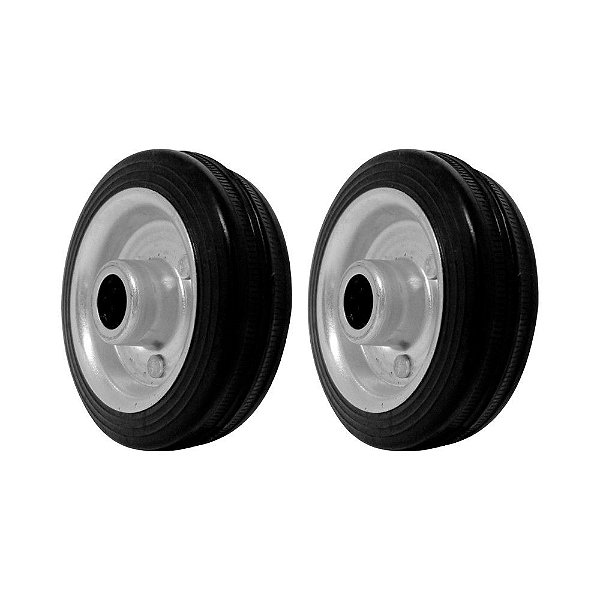 KIT 2 UN RODA 312 MACIÇA BORRACHA 3POL 40KG P/ RODÍZIO