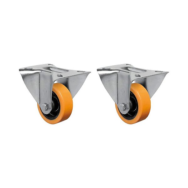 KIT 2 UN RODÍZIO RODA FIXO 3" PU MOLDADO FERRO FL312PN 170KG