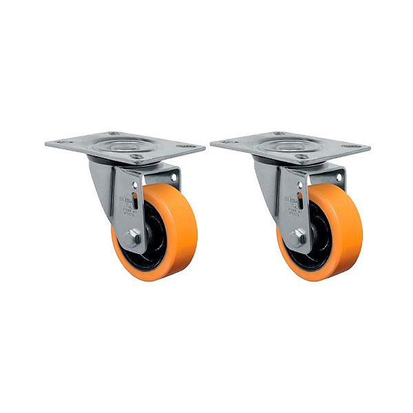 KIT 2 UN RODÍZIO RODA GIRATÓRIO 3" PU MOLDADO GL312PN 170KG