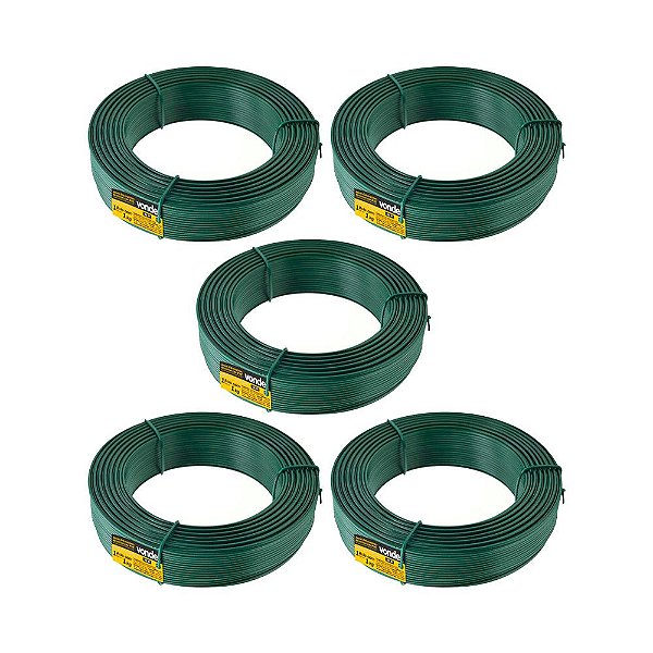 KIT 5 UN ARAME GALVANIZADO REVEST PVC VERDE VONDER BWG18 1KG