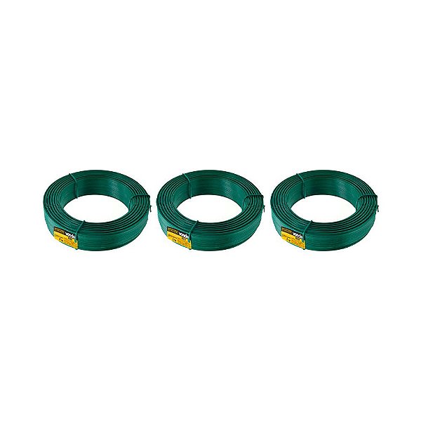 KIT 3 UN ARAME GALVANIZADO REVEST PVC VERDE VONDER 1KG BWG12