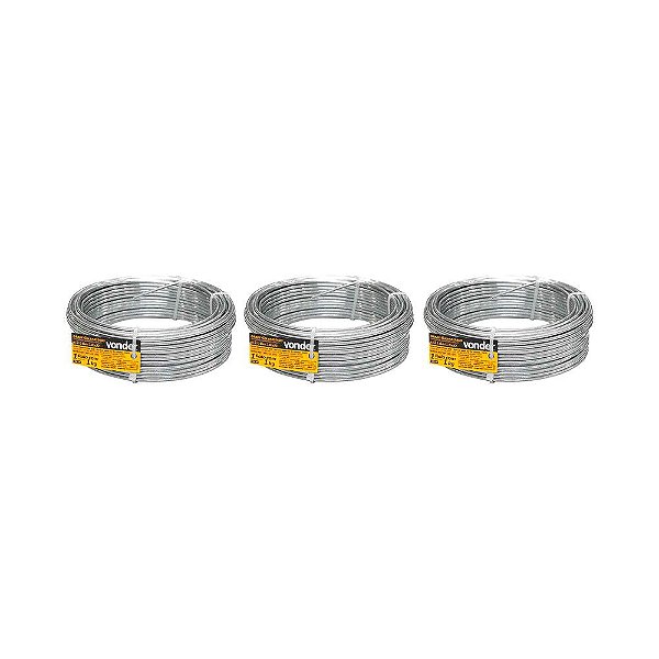 KIT 3 UN ARAME GALVANIZADO COMERCIAL VONDER 14 BWG ROLO 1KG