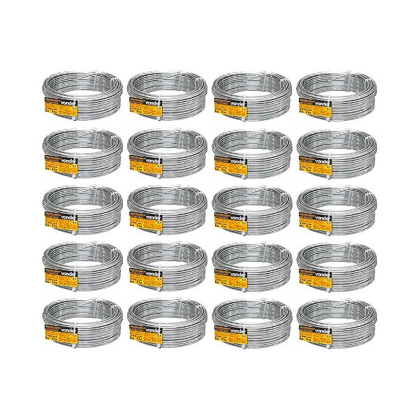 KIT 20 UN ARAME GALVANIZADO COMERCIAL VONDER 12BWG ROLO 1KG