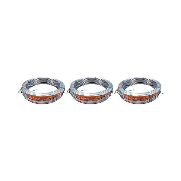 KIT 3 UN ARAME GALVANIZADO AJAX 18 BWG ROLO 1KG APROX. 105M