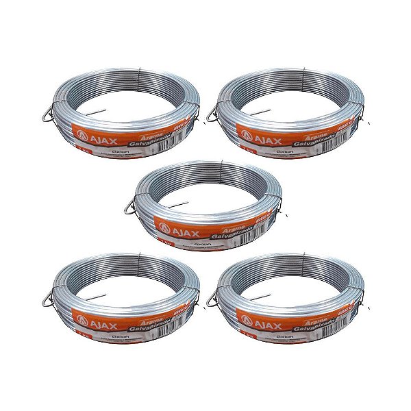 KIT 5 UN ARAME GALVANIZADO AJAX 16 BWG ROLO 1KG APROX. 59M