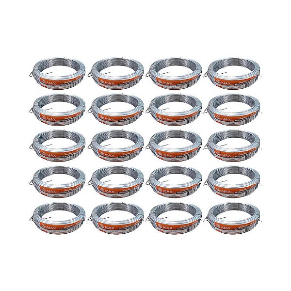 KIT 20 UN ARAME GALVANIZADO AJAX 14 BWG ROLO 1KG APROX. 36M