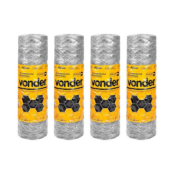 KIT 4 UN TELA MANGUEIRÃO HEXAGONAL VONDER 1,50X50M BWG 16