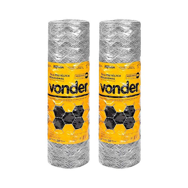 KIT 2 UN TELA MANGUEIRÃO HEXAGONAL VONDER 1,00X50M BWG 16