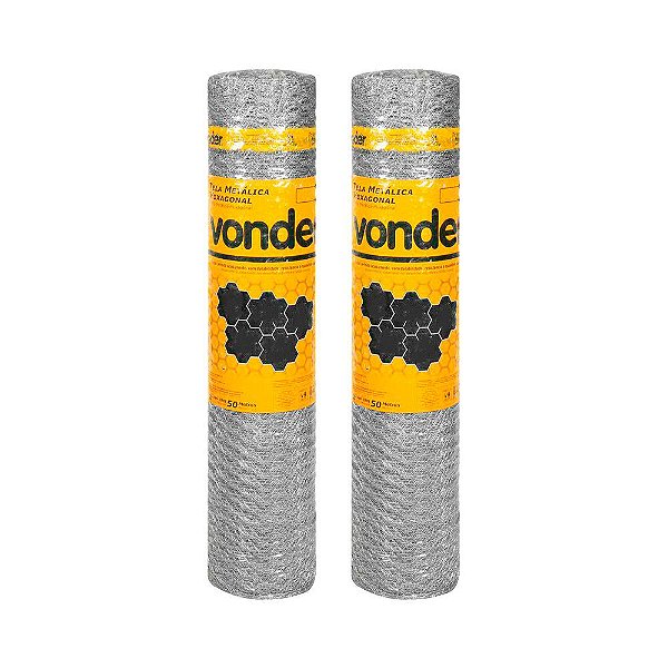 KIT 2 UN TELA GALINHEIRO HEXAGONAL VONDER 1,20X50M BWG 18