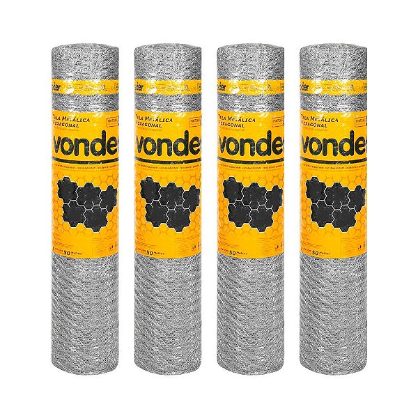 KIT 4 UN TELA PINTEIRO HEXAGONAL VONDER 1,00X50M BWG 22