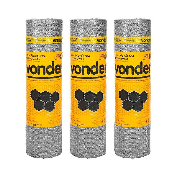KIT 3 UN TELA VIVEIRO PÁSSAROS VONDER 0,60X50M BWG 24