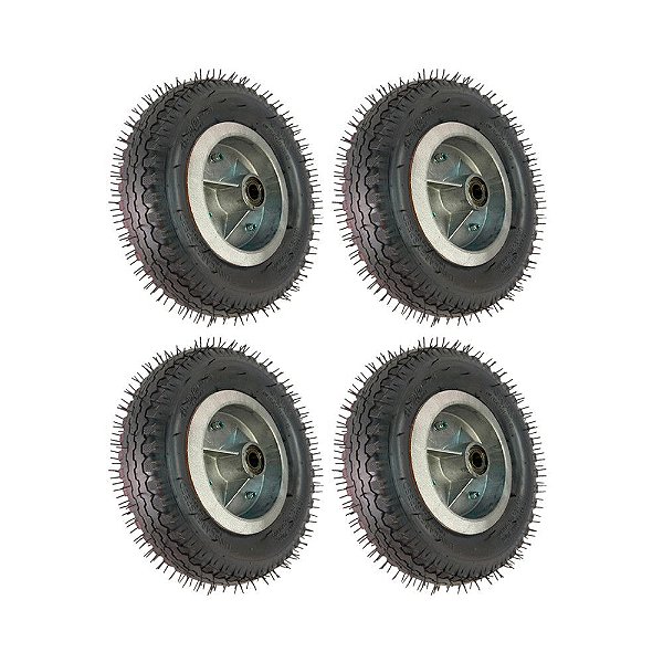 KIT 4 UN RODA CARGO SPEED 4.00-8 200KG ROL.ESFERA 1" 4 LONAS