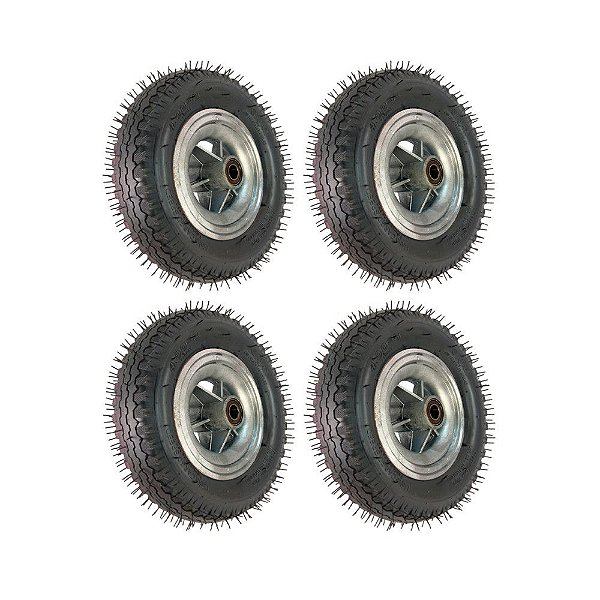 KIT 4 UN RODA CARGO SPEED 4.00-8 ROL.ESFERA 1" 200KG 4 LONAS