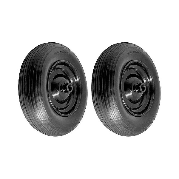 KIT 2 UN RODA MACIÇA PU 3.50-8  ROL.ROLETE 1" ARO AÇO 150KG