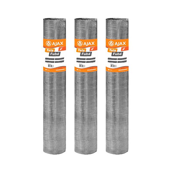 KIT 3UN TELA FUBÁ ARAME GALVANIZADO BWG32 PENEIRA 1,00X12,5M