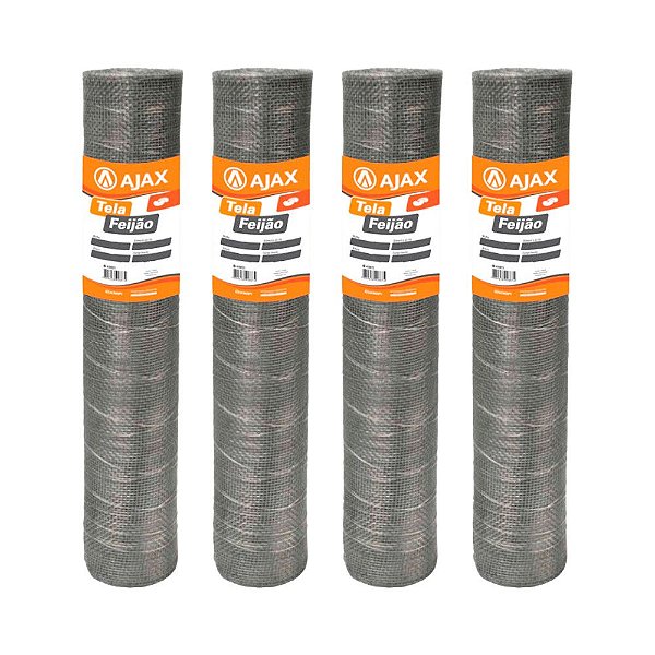 KIT 4 UN TELA FEIJÃO ARAME GALVANIZADO BWG 24 1,00X12,5M