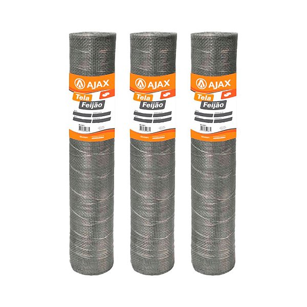 KIT 3 UN TELA FEIJÃO ARAME GALVANIZADO BWG 24  1,00X12,5M