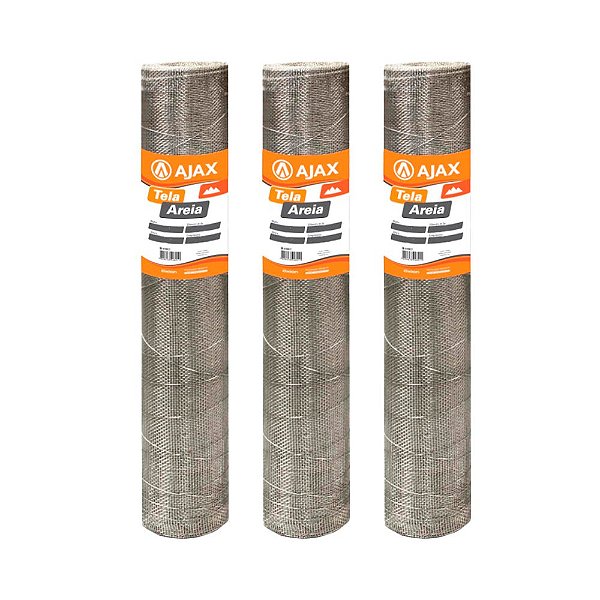 KIT 3 UN TELA AREIA ARAME GALVANIZADO BWG 28 1,00X12,5M
