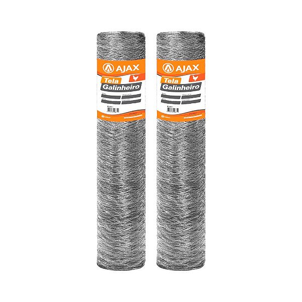KIT 2 UN TELA GALINHEIRO ARAME GALVANIZADO BWG 23 1,80X50M