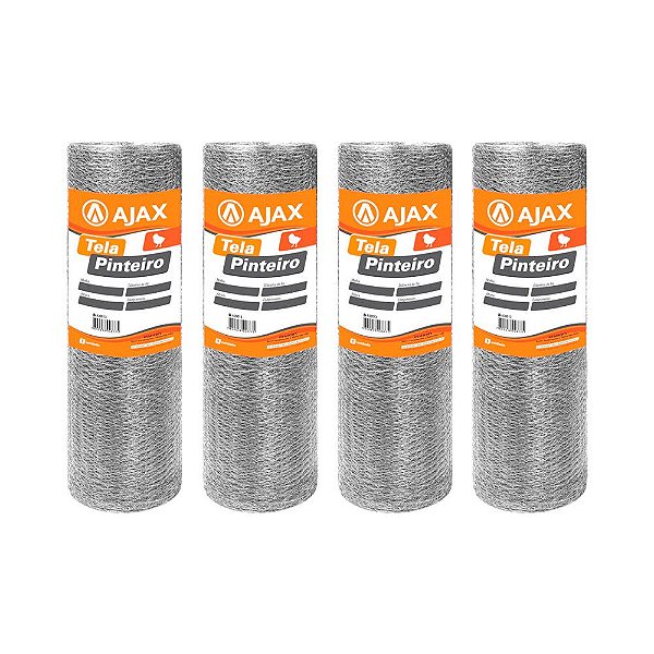KIT 4 UN TELA PINTEIRO ARAME GALVANIZADO BWG 24 1,50X50M