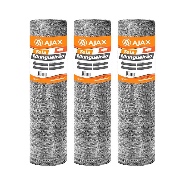 KIT 3 UN TELA MANGUEIRÃO ARAME GALVANIZADO BWG 18 1,50X50M