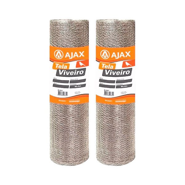 KIT 2 UN TELA VIVEIRO ARAME GALVANIZADO BWG 26 1,50X50M