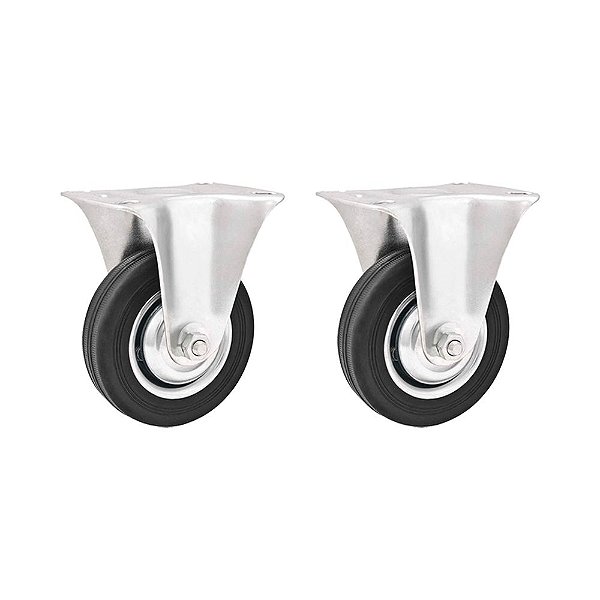 KIT 2 UN RODÍZIO RODA FIXO BORRACHA PRETA 8 203MM