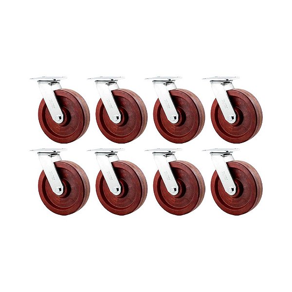 KIT 8 UN RODÍZIO RODA GIRATÓRIO CELERON MARROM 8 203MM 600KG