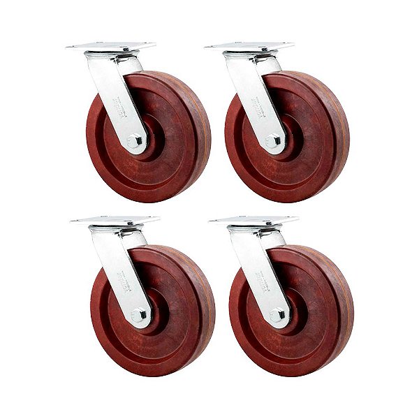 KIT 4 UN RODÍZIO RODA GIRATÓRIO CELERON MARROM 8 203MM 600KG