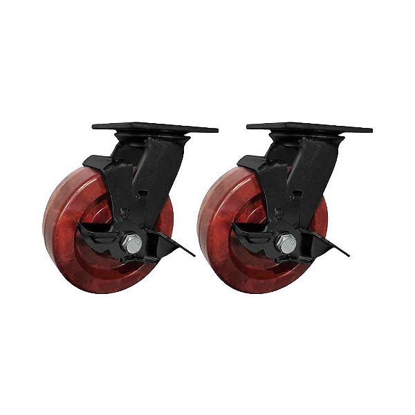 KIT 2 UN RODÍZIO GIRATÓRIO FREIO CELERON MARROM 6" 152MM