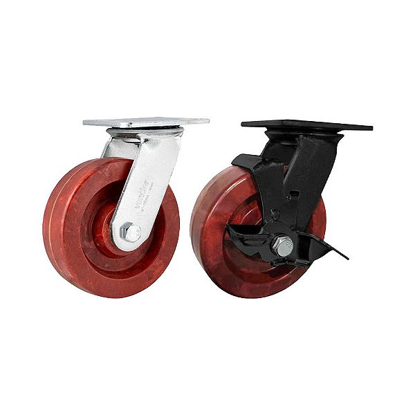 KIT 2 UN RODÍZIO GIRATÓRIO E FREIO CELERON MARROM 6" 152MM