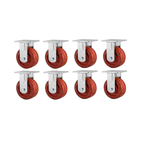 KIT 8 UN RODÍZIO RODA FIXO CELERON MARROM 5" 127MM 300KG