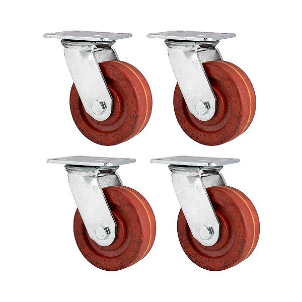 KIT 4 UN RODÍZIO RODA GIRATÓRIO CELERON MARROM 5 127MM 300KG