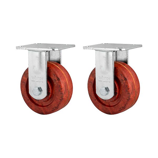 KIT 2 UN RODÍZIO RODA FIXO CELERON MARROM 5" 127MM 300KG
