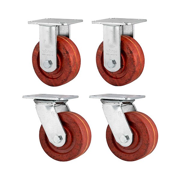 KIT 4 UN RODÍZIO RODA FIXO GIRATÓRIO CELERON MARROM 4 101MM