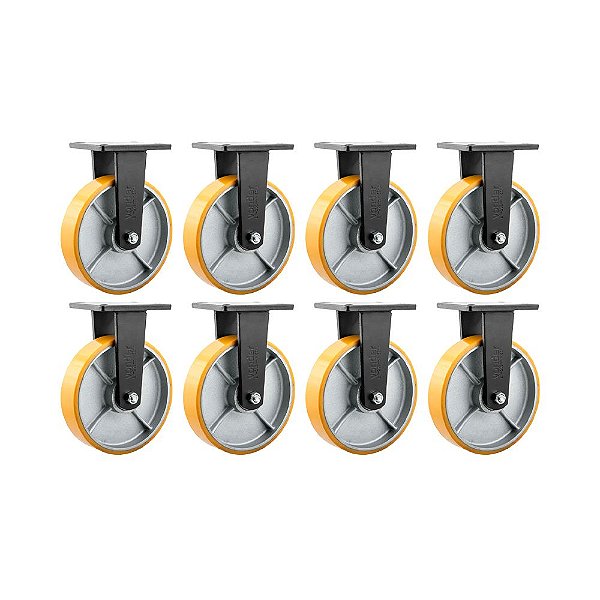KIT 8 UN RODÍZIO RODA FIXO POLIURETANO 8" 203MM