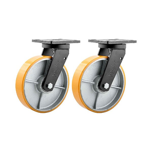 KIT 2 UN RODÍZIO RODA GIRATÓRIO POLIURETANO 8" 203MM