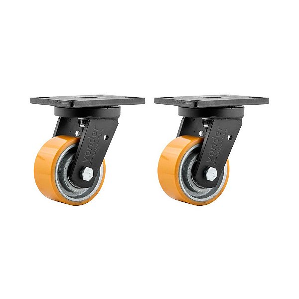 KIT 2 UN RODÍZIO RODA GIRATÓRIO POLIURETANO 4" 101MM