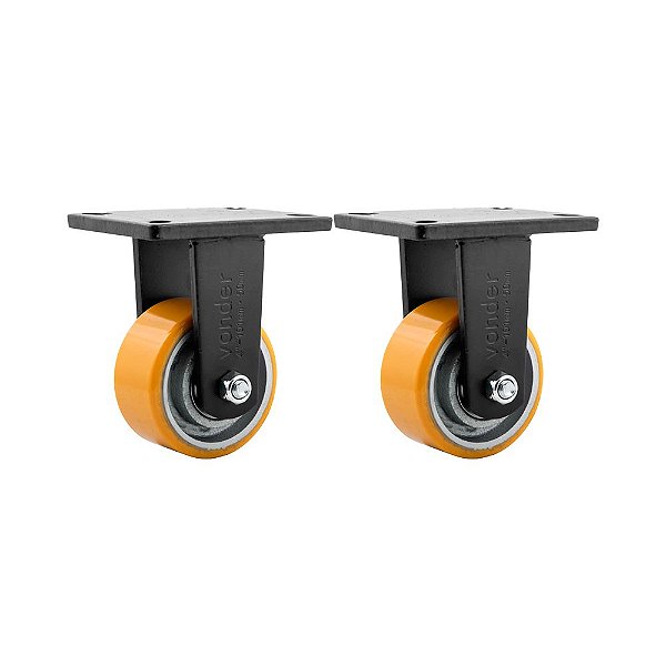 KIT 2 UN RODÍZIO RODA FIXO POLIURETANO 4" 101MM