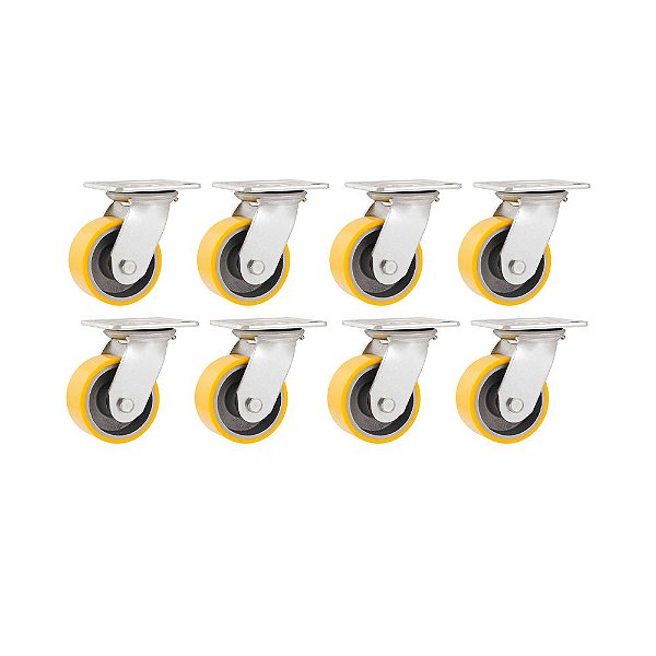 KIT 8 UN RODÍZIO RODA GIRATÓRIO POLIURETANO 8" 203MM