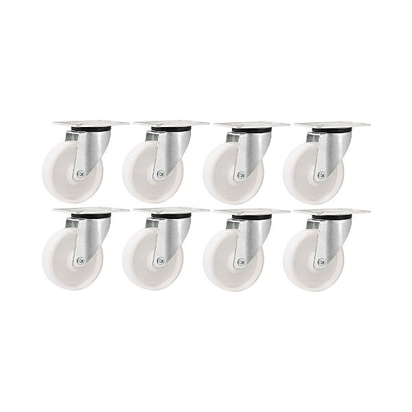 KIT 8 UN RODÍZIO RODA GIRATÓRIO NYLON AÇO 5" 127MM
